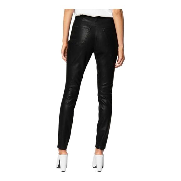 Blank NYC Pants 28 Black Faux‎ Leather High Rise Skinny Button Fly Great Jones - Picture 11 of 15